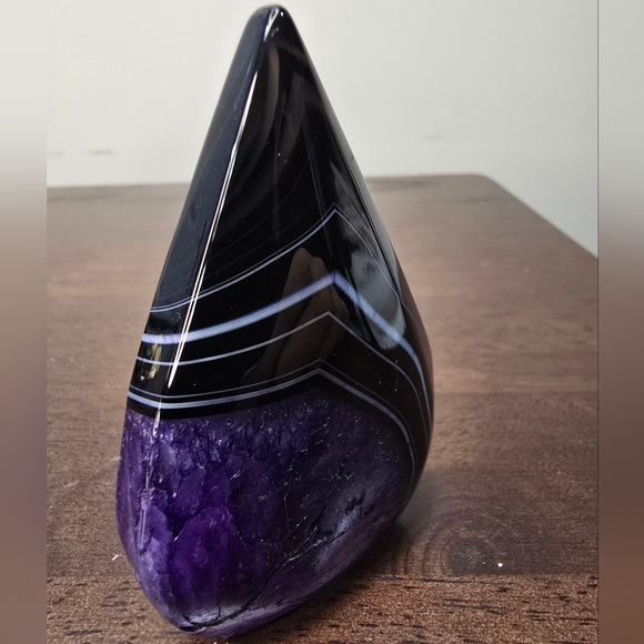 Purple and Black Agate Crystal Teardrop Freeform - Picture 3 of 12
